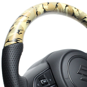 REAL ORIGINAL SERIES SOFT D SHAPE BEIGE CAMOUFLAGE PRINT BLACK STITCH STEERING WHEEL FOR SUZUKI JIMNY SIERRA JB74W  SZB-BGT-BK