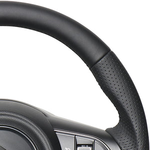 REAL ORIGINAL SERIES SOFT D SHAPE ALL LEATHER BLACK EURO STITCH STEERING WHEEL FOR SUZUKI JIMNY SIERRA JB74W  SZB-LPB-BK