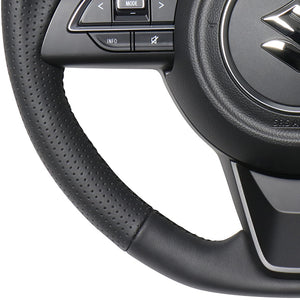 REAL ORIGINAL SERIES SOFT D SHAPE ALL LEATHER BLACK EURO STITCH STEERING WHEEL FOR SUZUKI JIMNY JB64W  SZB-LPB-BK
