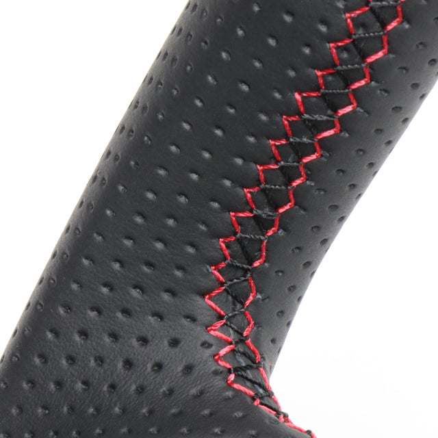 REAL ORIGINAL SERIES SOFT D SHAPE ALL LEATHER RED X BLACK EURO STITCH STEERING WHEEL FOR SUZUKI JIMNY SIERRA JB74W  SZB-LPB-RD