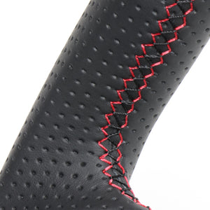 REAL ORIGINAL SERIES SOFT D SHAPE ALL LEATHER RED X BLACK EURO STITCH STEERING WHEEL FOR SUZUKI JIMNY SIERRA JB74W  SZB-LPB-RD