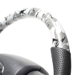 REAL ORIGINAL SERIES SOFT D SHAPE GRAY CAMOUFLAGE PRINT BLACK STITCH STEERING WHEEL FOR TOYOTA HILUX GUN125 N125-GRT-BK