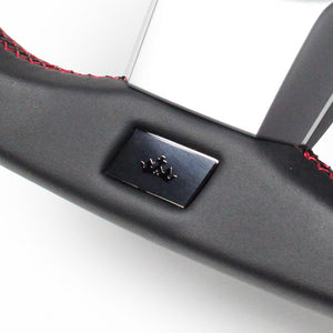REAL ORIGINAL SERIES EMBLEM TYPE D SHAPE BLACK CARBON RED X BLACK EURO STITCH STEERING WHEEL FOR TOYOTA VITZ GR SPORT GR 130  GRM-BKC-RD