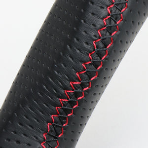 REAL ORIGINAL SERIES EMBLEM TYPE D SHAPE BLACK LEATHER & BLACK ULTRA SUEDE RED X BLACK EURO STITCH STEERING WHEEL FOR TOYOTA NOAH GR SPORT 80  GRM-ALC-RD