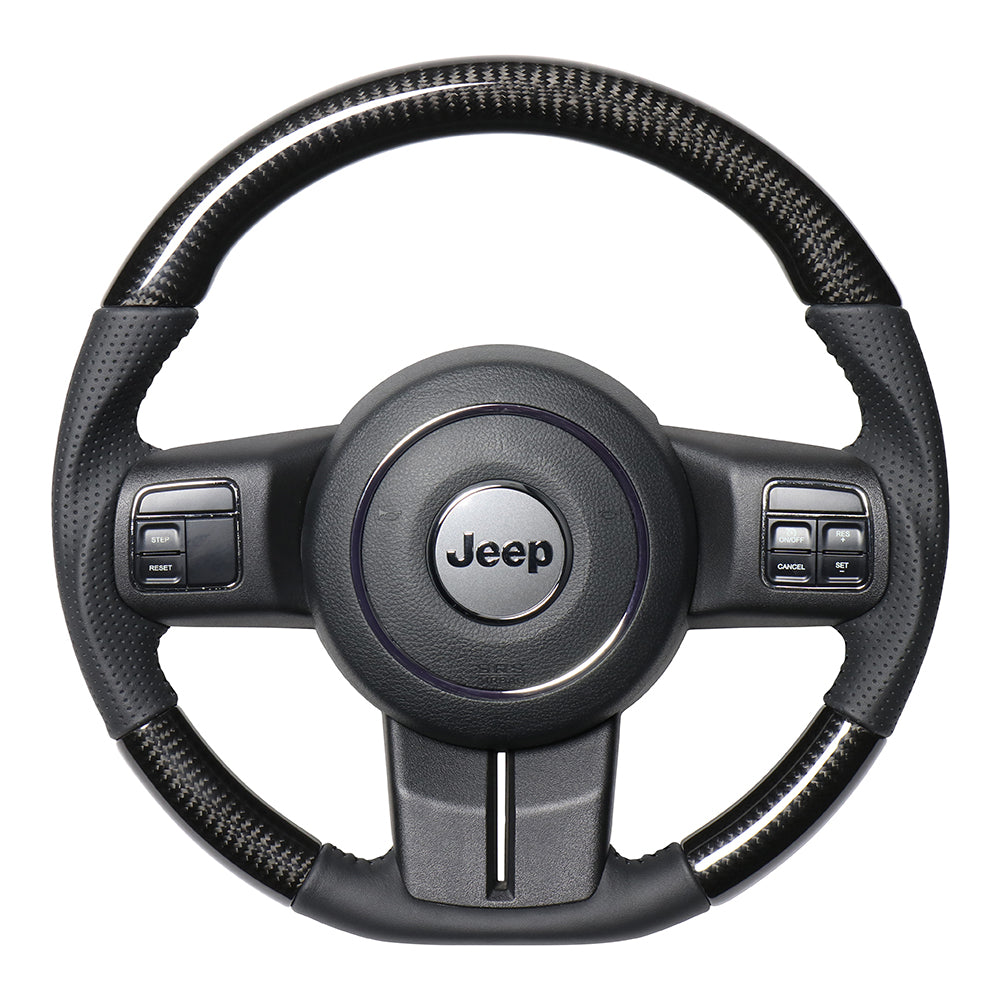 REAL ORIGINAL SERIES D SHAPE BLACK CARBON BLACK STITCH STEERING WHEEL FOR JEEP WRANGLER JK36  JPA-BKC-BK