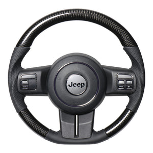 REAL ORIGINAL SERIES D SHAPE BLACK CARBON BLACK STITCH STEERING WHEEL FOR JEEP WRANGLER JK36  JPA-BKC-BK
