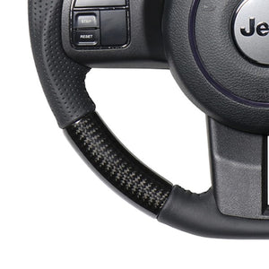 REAL ORIGINAL SERIES D SHAPE BLACK CARBON BLACK STITCH STEERING WHEEL FOR JEEP WRANGLER JK36  JPA-BKC-BK