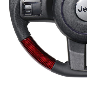 REAL ORIGINAL SERIES D SHAPE RED CARBON BLACK STITCH STEERING WHEEL FOR JEEP WRANGLER JK36  JPA-RDC-BK