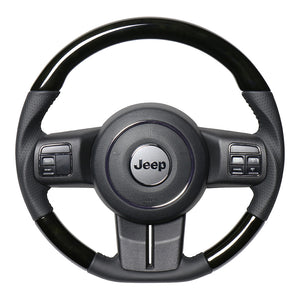 REAL ORIGINAL SERIES D SHAPE BLACK WOOD BLACK STITCH STEERING WHEEL FOR JEEP WRANGLER JK38:LATE  JPA-BKW-BK