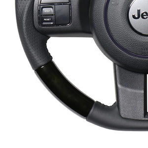 REAL ORIGINAL SERIES D SHAPE BLACK WOOD BLACK STITCH STEERING WHEEL FOR JEEP WRANGLER JK38:LATE  JPA-BKW-BK