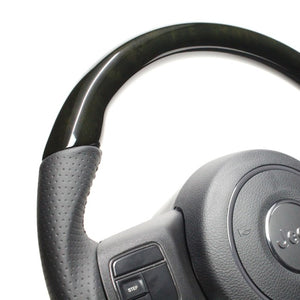 REAL ORIGINAL SERIES D SHAPE BLACK WOOD BLACK STITCH STEERING WHEEL FOR JEEP WRANGLER JK38:LATE  JPA-BKW-BK