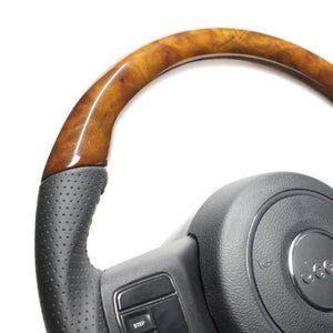REAL ORIGINAL SERIES D SHAPE 42 BROWN WOOD BLACK STITCH STEERING WHEEL FOR JEEP WRANGLER JK38:LATE  JPA-42BRW-BK