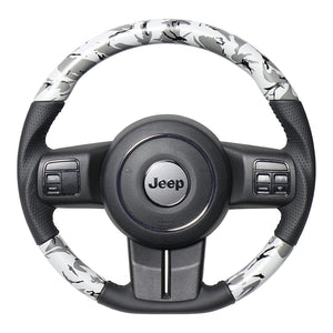 REAL ORIGINAL SERIES D SHAPE GRAY CAMOUFLAGE PRINT BLACK STITCH STEERING WHEEL FOR JEEP WRANGLER JK36  JPA-GRT-BK