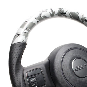 REAL ORIGINAL SERIES D SHAPE GRAY CAMOUFLAGE PRINT BLACK STITCH STEERING WHEEL FOR JEEP WRANGLER JK36  JPA-GRT-BK
