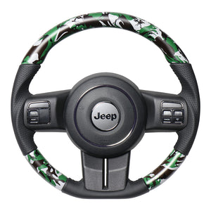 REAL ORIGINAL SERIES D SHAPE GREEN CAMOUFLAGE PRINT BLACK STITCH STEERING WHEEL FOR JEEP WRANGLER JK38:LATE  JPA-MDT-BK