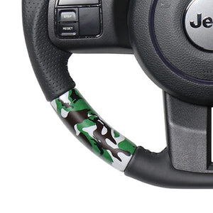 REAL ORIGINAL SERIES D SHAPE GREEN CAMOUFLAGE PRINT BLACK STITCH STEERING WHEEL FOR JEEP WRANGLER JK38:LATE  JPA-MDT-BK