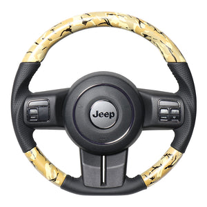 REAL ORIGINAL SERIES D SHAPE BEIGE CAMOUFLAGE PRINT BLACK STITCH STEERING WHEEL FOR JEEP WRANGLER JK36  JPA-BGT-BK