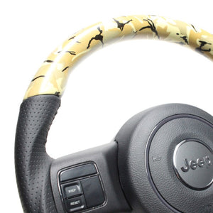 REAL ORIGINAL SERIES D SHAPE BEIGE CAMOUFLAGE PRINT BLACK STITCH STEERING WHEEL FOR JEEP WRANGLER JK36  JPA-BGT-BK