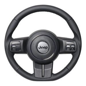 REAL ORIGINAL SERIES D SHAPE ALL LEATHER BLACK STITCH STEERING WHEEL FOR JEEP WRANGLER JK38:LATE  JPA-LPB-BK