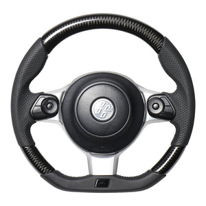 REAL ORIGINAL SERIES EMBLEM TYPE BLACK CARBON SILVER X BLACK EURO STITCH STEERING WHEEL FOR TOYOTA 86 GR ZN6 GRM-BKC-SL