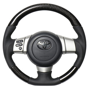 REAL ORIGINAL SERIES SOFT D SHAPE BLACK CARBON BLACK STITCH STEERING WHEEL FOR TOYOTA FJ CRUISER GSJ15W FJ-BKC-BK