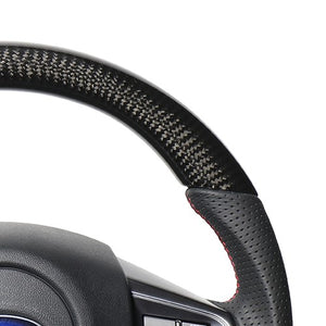 REAL ORIGINAL SERIES D SHAPE BLACK CARBON RED X BLACK EURO STITCH STEERING WHEEL FOR SUBARU WRX STI VAB  SBA-BKC-RD
