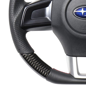 REAL ORIGINAL SERIES D SHAPE BLACK CARBON RED X BLACK EURO STITCH STEERING WHEEL FOR SUBARU WRX STI VAB  SBA-BKC-RD