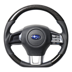 REAL ORIGINAL SERIES D SHAPE BLACK CARBON BLUE X BLACK EURO STITCH STEERING WHEEL FOR SUBARU LEVORG VM4 VMG  SBA-BKC-BL