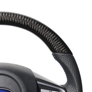REAL ORIGINAL SERIES D SHAPE BLACK CARBON BLUE X BLACK EURO STITCH STEERING WHEEL FOR SUBARU LEVORG VM4 VMG  SBA-BKC-BL