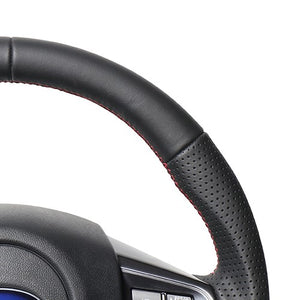 REAL ORIGINAL SERIES D SHAPE ALL LEATHER CENTER MARK RED X BLACK EURO STITCH STEERING WHEEL FOR SUBARU WRX S4 VAG  SBA-LPB-RD