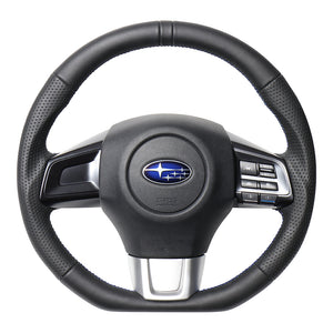 REAL ORIGINAL SERIES D SHAPE ALL LEATHER CENTER MARK BLUE X BLACK EURO STITCH STEERING WHEEL FOR SUBARU WRX S4 VAG  SBA-LPB-BL