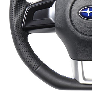 REAL ORIGINAL SERIES D SHAPE ALL LEATHER CENTER MARK BLUE X BLACK EURO STITCH STEERING WHEEL FOR SUBARU LEVORG VM4 VMG  SBA-LPB-BL