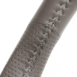 REAL ORIGINAL SERIES ROUND SHAPE PIANO BLACK & DARK GREIGE LEATHER GRAY STITCHING STEERING WHEEL FOR TOYOTA LAND CRUISER PRADO 150 : KOUKI  H30G-PBW-GL