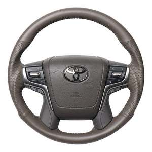 REAL ORIGINAL SERIES ROUND SHAPE DARK GRAY ALL LEATHER GRAY STITCH STEERING WHEEL FOR TOYOTA LAND CRUISER PRADO 150 : KOUKI  H30G-LPB-GL