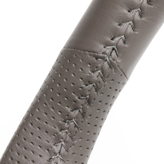 REAL ORIGINAL SERIES ROUND SHAPE DARK GRAY ALL LEATHER GRAY STITCH STEERING WHEEL FOR TOYOTA LAND CRUISER PRADO 150 : KOUKI  H30G-LPB-GL