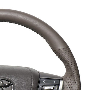 REAL ORIGINAL SERIES ROUND SHAPE DARK GRAY ALL LEATHER GRAY STITCH STEERING WHEEL FOR TOYOTA LAND CRUISER PRADO 150 : KOUKI  H30G-LPB-GL