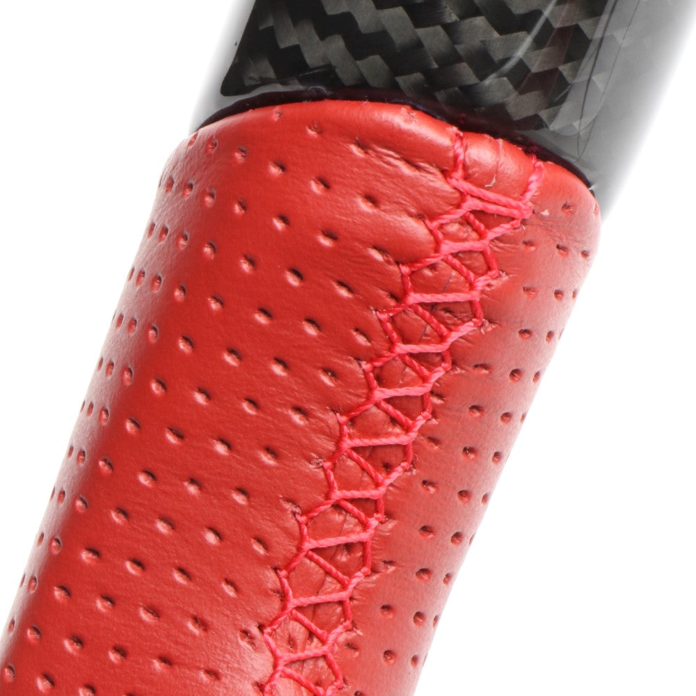 REAL ORIGINAL SERIES SOFT D SHAPE BLACK CARBON & RED LEATHER RED EURO STITCH STEERING WHEEL FOR HONDA CIVIC HATCHBACK FK7 HNB-BKC-RD