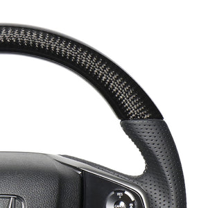 REAL ORIGINAL SERIES SOFT D SHAPE BLACK CARBON GRAY X BLACK EURO STITCH STEERING WHEEL FOR HONDA CIVIC HATCHBACK FK7 HNB-BKC-RD