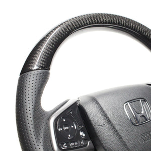 REAL ORIGINAL SERIES SOFT D SHAPE BLACK CARBON GRAY X BLACK EURO STITCH STEERING WHEEL FOR HONDA CIVIC HATCHBACK FK7 HNB-BKC-RD