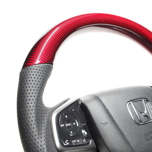 REAL ORIGINAL SERIES SOFT D SHAPE RED CARBON BLACK EURO STITCH STEERING WHEEL FOR HONDA CIVIC HATCHBACK FK7 HNB-RDC-BK