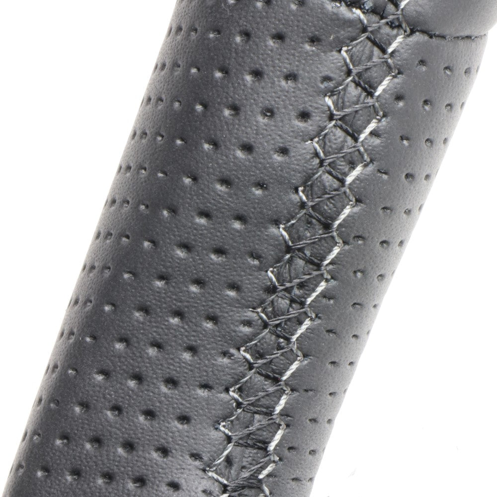 REAL ORIGINAL SERIES SOFT D SHAPE ALL LEATHER GRAY X BLACK EURO STITCH STEERING WHEEL FOR HONDA CIVIC HATCHBACK FK7 HNB-LPB-GL