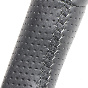 REAL ORIGINAL SERIES SOFT D SHAPE ALL LEATHER GRAY X BLACK EURO STITCH STEERING WHEEL FOR HONDA CIVIC HATCHBACK FK7 HNB-LPB-GL