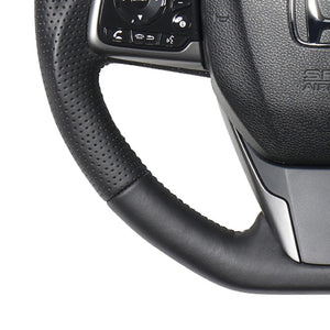 REAL ORIGINAL SERIES SOFT D SHAPE ALL LEATHER GRAY X BLACK EURO STITCH STEERING WHEEL FOR HONDA CIVIC HATCHBACK FK7 HNB-LPB-GL