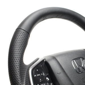 REAL ORIGINAL SERIES SOFT D SHAPE ALL LEATHER GRAY X BLACK EURO STITCH STEERING WHEEL FOR HONDA CIVIC HATCHBACK FK7 HNB-LPB-GL