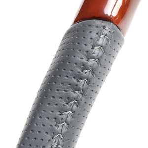 REAL PREMIUM SERIES ROUND SHAPE BROWN WOOD GRAY STITCH STEERING WHEEL FOR TOYOTA LAND CRUISER 70  H204P-BRW-70