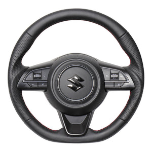 REAL ORIGINAL SERIES SOFT D SHAPE ALL LEATHER RED X BLACK EURO STITCH STEERING WHEEL FOR SUZUKI SWIFT SPORT ZC33S  SZA-LPB-RD