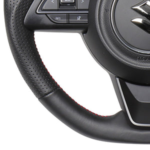 REAL ORIGINAL SERIES SOFT D SHAPE ALL LEATHER RED X BLACK EURO STITCH STEERING WHEEL FOR SUZUKI SWIFT SPORT ZC33S  SZA-LPB-RD