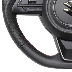 REAL ORIGINAL SERIES SOFT D SHAPE ALL LEATHER RED X BLACK EURO STITCH STEERING WHEEL FOR SUZUKI SWIFT ZC13S ZC43S ZC53S ZD53S ZC83S ZD83S  SZA-LPB-RD