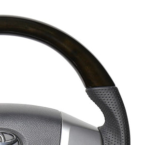 REAL ORIGINAL SERIES GUN GRIP SMALL DIAMETER ROUND SHAPE 54 BLACK WOOD BLACK EURO STITCH STEERING WHEEL FOR TOYOTA REGIUS ACE 200 : 4 TYPE OR KOUKI  H214-GDW-BK