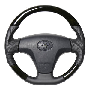 REAL ORIGINAL SERIES SOFT D SHAPE BLACK WOOD BLACK STITCH STEERING WHEEL FOR DAIHATSU MOVE LA100S TYB-BKW-BK